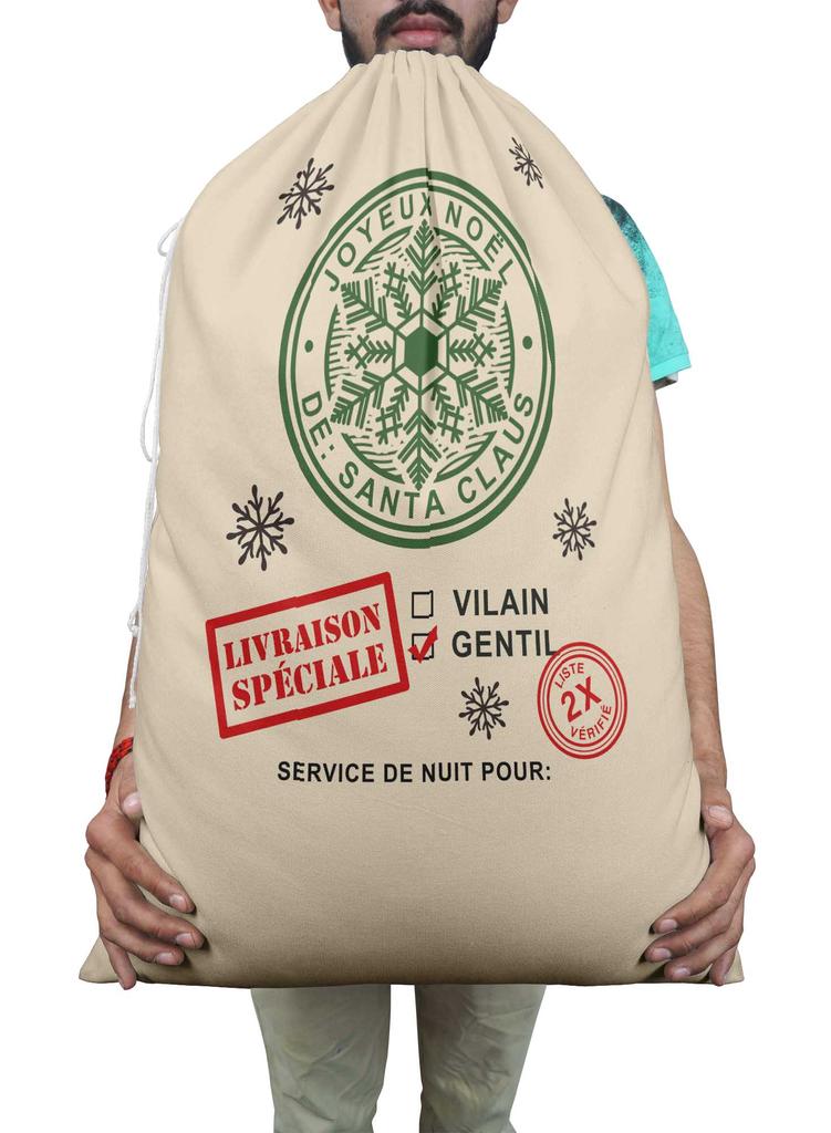 Printtoo Упаковка из 2 специальных рождественских мешков со шнурком, очень большого размера, для многоразового хранения рождественских подарков, 27x20 дюймов