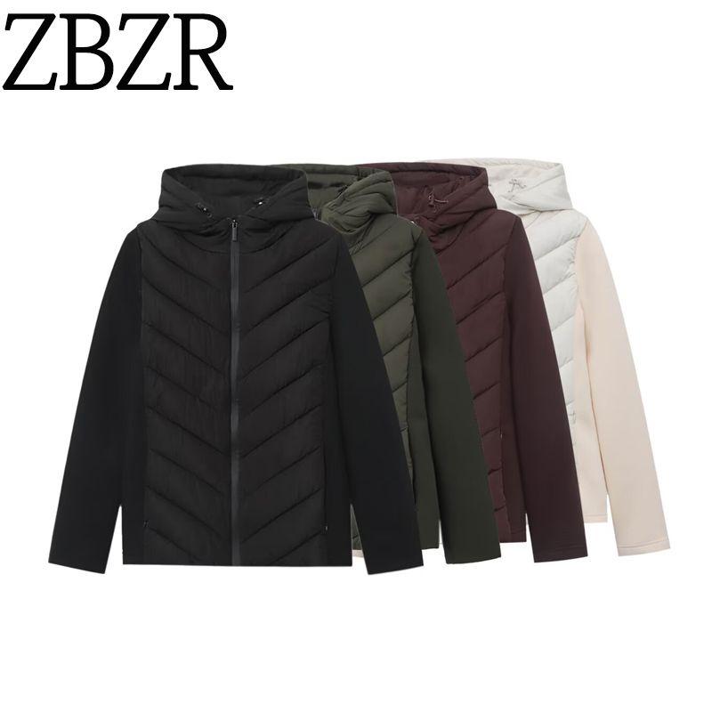 Za Autumn and Winter New Arrivals Women's Clothing Zr European and American Style Patchwork Hooded Warm Long-Sleeved Cotton Jacket 8073227