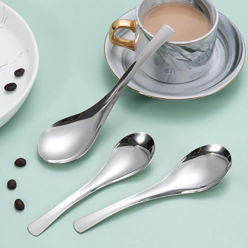Ложка для супа из нержавеющей стали в скандинавском стиле, большая емкость, глубокая, серебряная, зеркально-полированная, столовые приборы, посуда для супа, дома, кухни