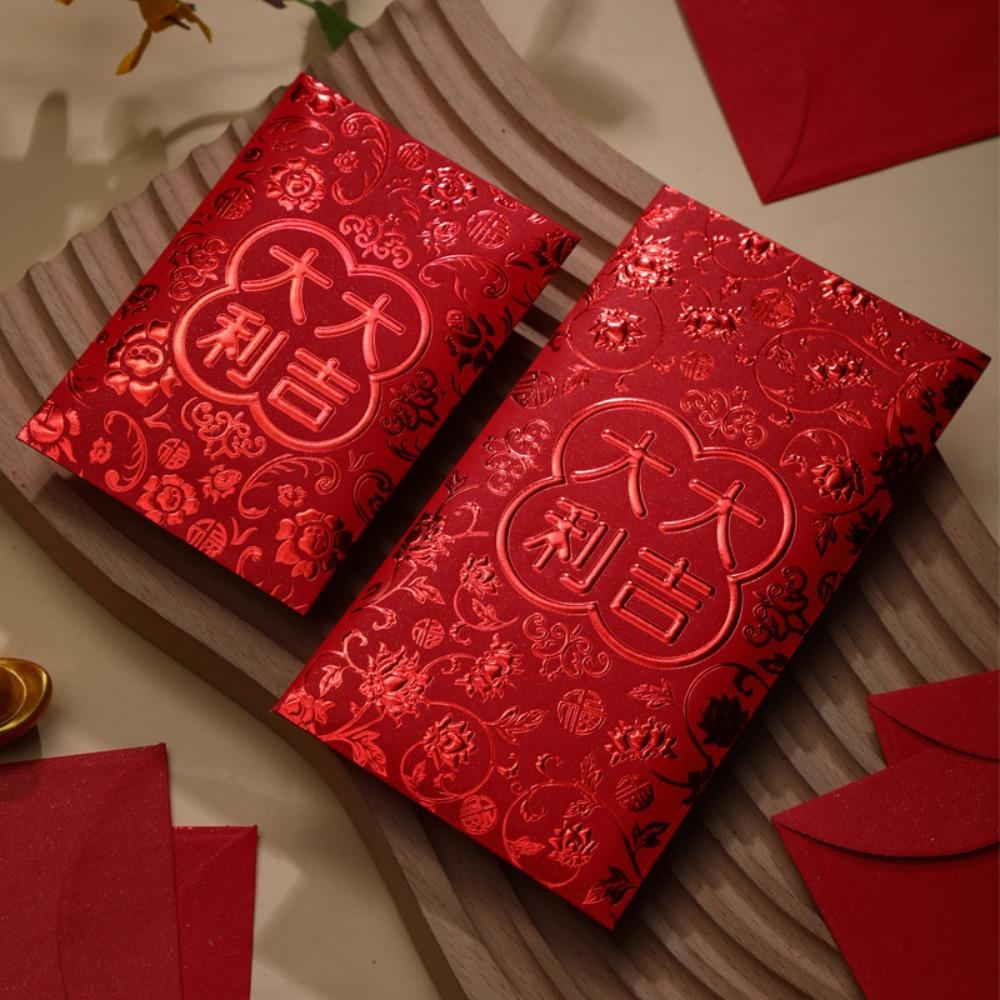 6pcs 3D Chinese New Year Red Envelope Solid Red Packet HongBao Year of The Snake