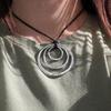 Новый этнический ретро серебристый цвет неправильная геометрия многослойное полое кольцо кулон черная веревочная цепь ожерелье для женщин мужчин ювелирные изделия