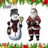 Large Holiday Door Hanger Vintage Christmas Welcome Sign, Rustic Santa Claus Snowman Wooden Hanging Ornament for Shop Wreath, Farmhouse Decorative
