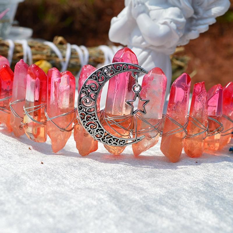 Королевские короны-ободки Натуральные хрустальные повязки для волос Женские аксессуары для волос ручной работы для свадьбы, вечеринки Лунной ведьмы, костюмов