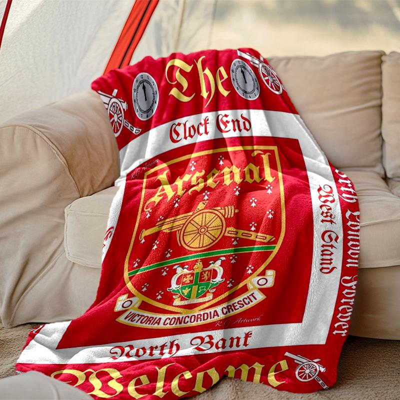 1pc Comfortable Home Print Throw Blanket, Football Club Blanket For Bed and Sofa Use, Special Present For Family