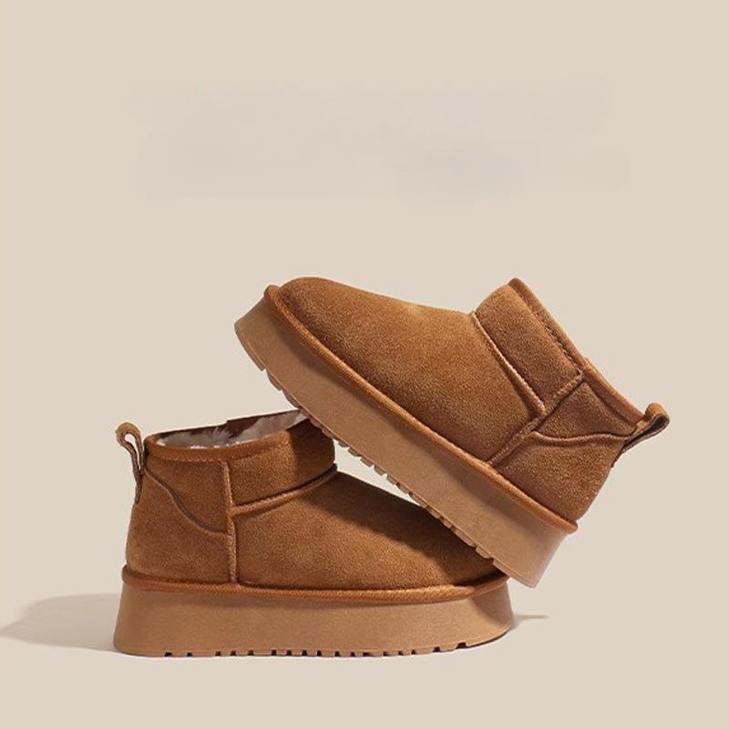 Новые зимние ботинки из натуральной кожи с толстой подошвой и мехом для женщин, утолщенные нескользящие теплые ботинки на флисовой подкладке