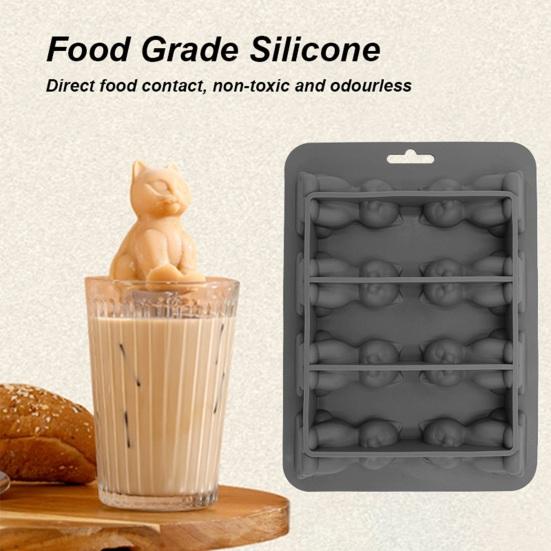 3D Cat Ice Cube Mold BPA-Free Silicone Tray for Cold Drinks Whiskey Cocktails Easy Release Ice Cube Maker