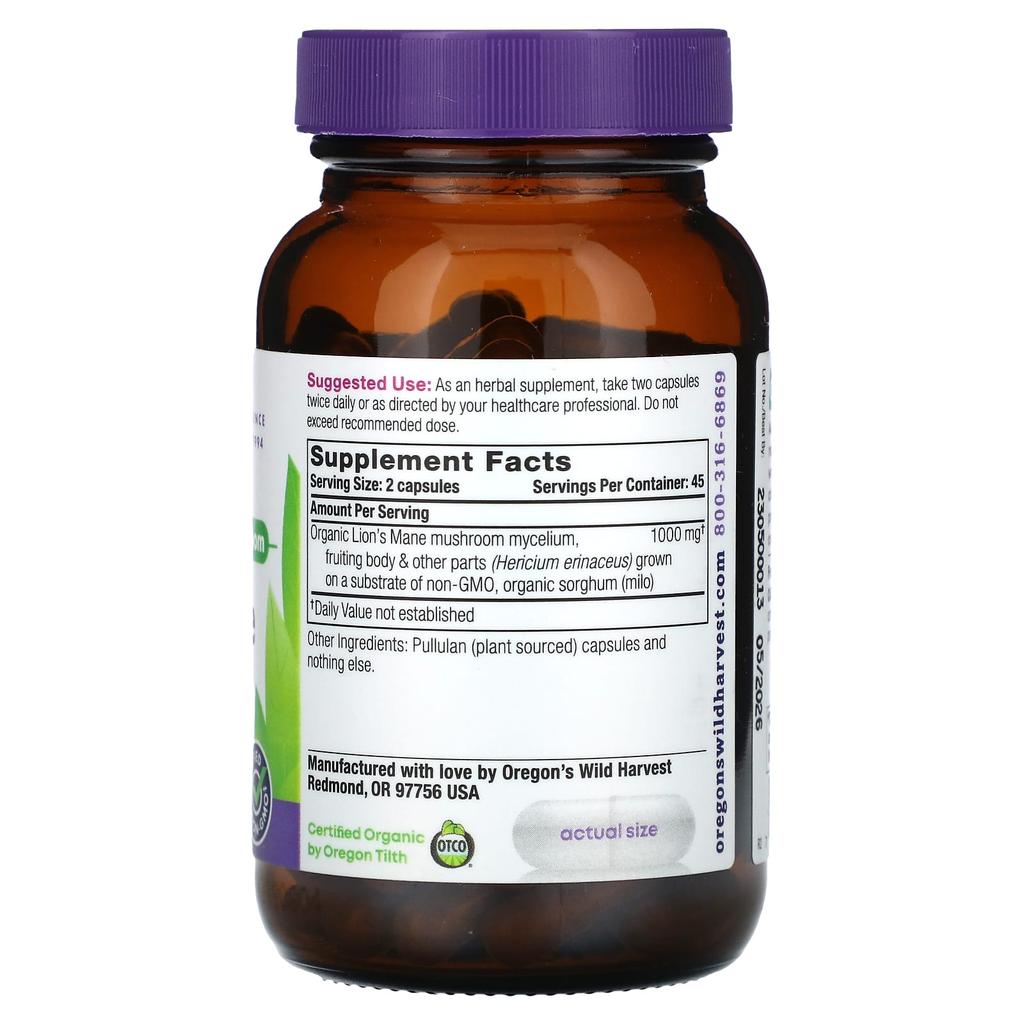 Oregon's Wild Harvest, Helical Mane Mushroom, 90 Veggie Capsules