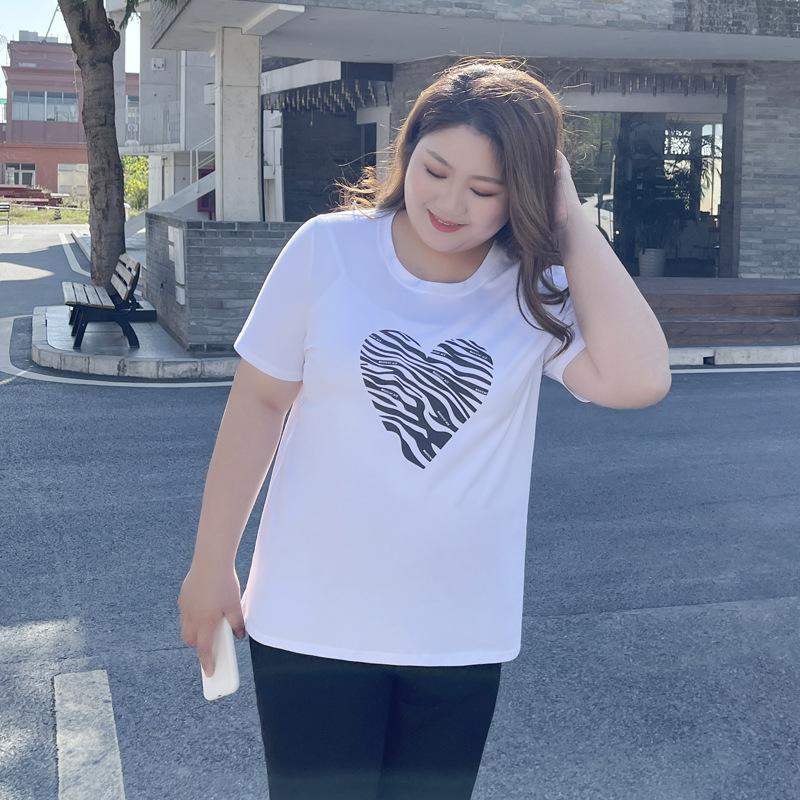 Плюс Размер Женская Летняя Печать Повседневная Новая Футболка С Коротким Рукавом