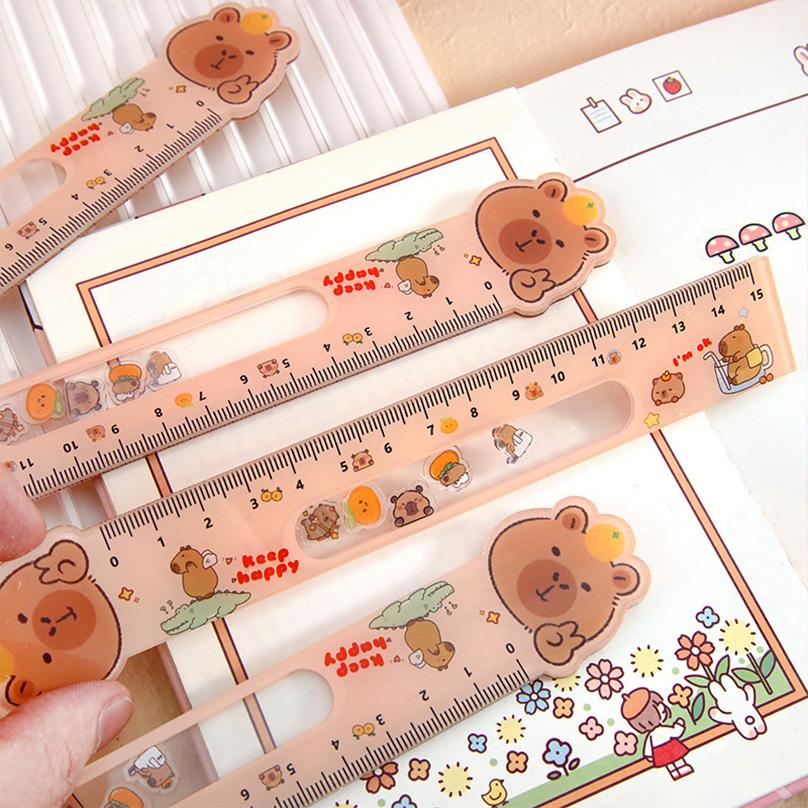 1Pcs Funny Ruler School Supplies Regla Cute 15cm Drawing Tool Panda Acrylic Shaking School Accessories Kawaii Stationery Rules