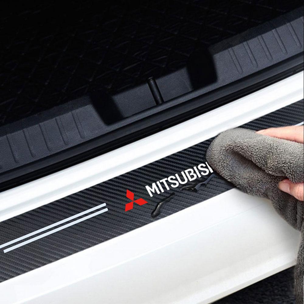 4pcs/set Carbon Fiber Leather Car Door Sill Anti-Scratch Decorative Sticker For Mitsubishi Lancer 10 3 9 EX Outlander 3 ASX L200