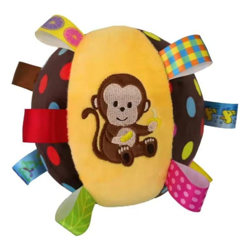 Вокальная интерактивная плюшевая игрушка-мяч для собаки с лентой и колокольчиком, шумная игрушка для питомца, забавная звуковая игрушка для дрессировки собаки, милая игрушка в подарок для питомца