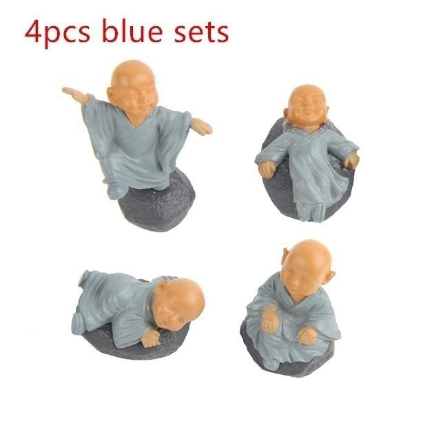 4Pcs Chinese Buddhist Monks Miniature Bonsai Garden Furniture Resin Craft Figurine Fairy Garden Decoration