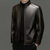 Куртка из натуральной кожи для мужчин среднего возраста, повседневная куртка из овчины с воротником-стойкой, кожаная куртка весна-осень-зима