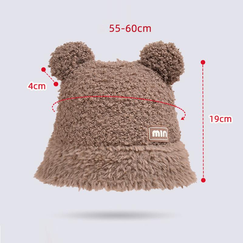 Зимняя плюшевая кепка для бассейна с мультяшным медведем, женская уличная теплая кепка в рыбацком стиле, шляпа-ведро