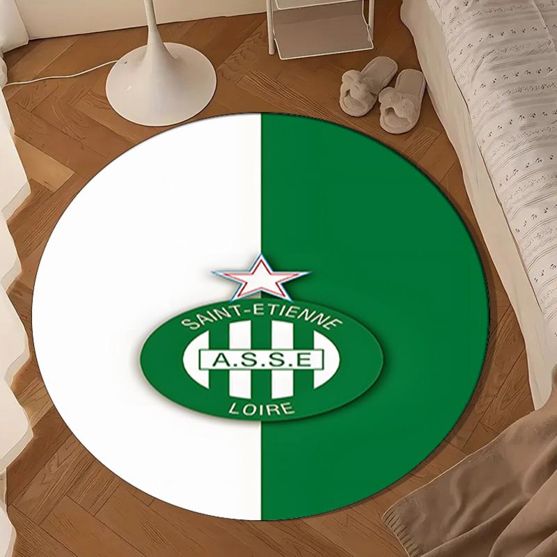 1PC Green Saint-Etienne Football Round Rug for Livingroom,Bedroom, Palyroom, Chair Rug, Area rug, Circle Carpet, Large Size Fan Christmas gift