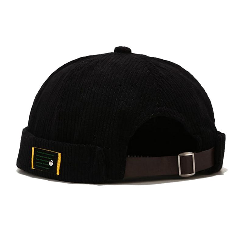 Ретро Мужские Вельветовые Бесшовные Шапки Шапочка Матросская Шапка С Подвернутым Краем