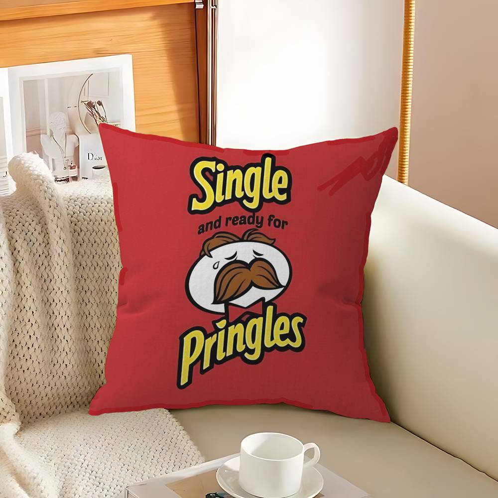 Классическая закуска ЛОГО P-Pringles Наволочки Мультяшная Декоративная для Дивана Домашняя Двусторонняя Печать Короткий Плюш Милая Наволочка