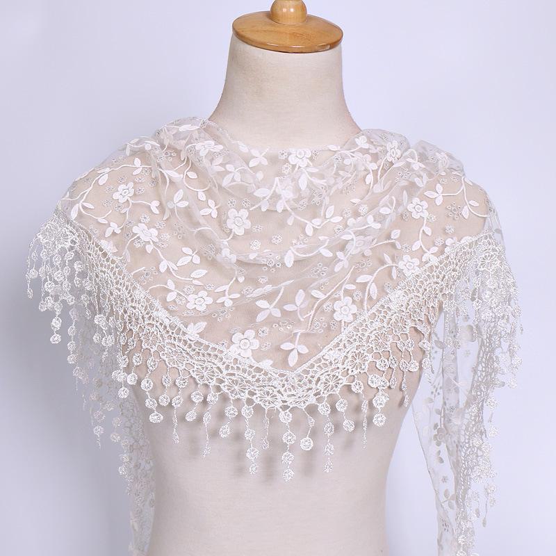 Korean Floral Lace Triangle Scarf - Breathable, Classic & Decorative Veil for Spring and Autumn