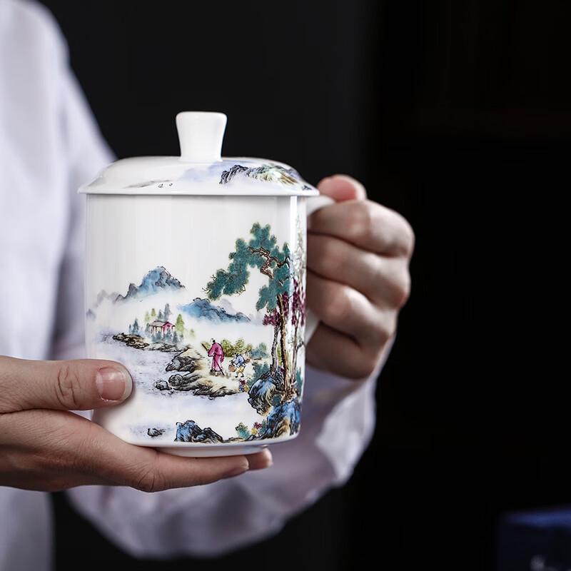 Керамическая офисная чайная чашка Changnan Jingdezhen с крышкой