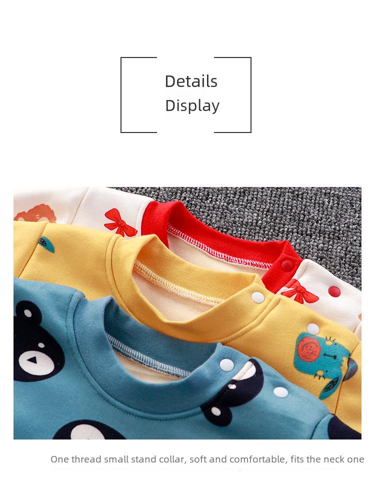 Комплект нижнего белья из бархата с высокой талией для малышей: Пижамы для мальчиков и девочек с защитой живота на осень-зиму