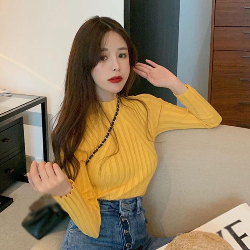 Женский свитер, повседневный, приталенный, полуводолазка, однотонный