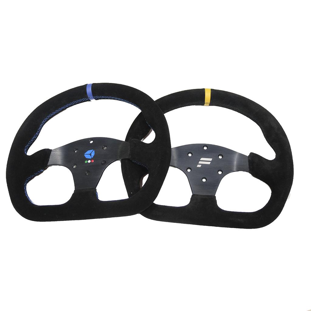 13inch 330mm Type D Steering Wheel Suede Steering Wheel Flat Game Steering Wheel Blue Yellow Ring