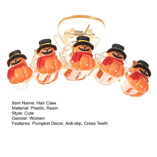 Хэллоуин Декор тыквы Коготь для укладки волос Заколка для укладки на затылке Заколка для волос в виде акулы Противоскользящая заколка с перекрестными зубами Толстые заколки для волос Аксессуары для волос
