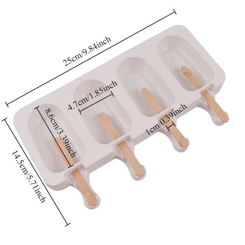 1PC 4-link Big Pudding Ice Cream Silicone Mold DIY Oval Stick Ice Mold Chocolate Mold Baking Accessories