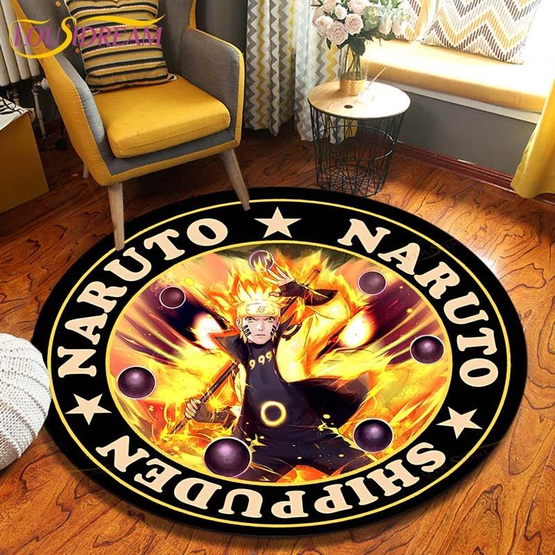 Круглый ковер в стиле аниме «Наруто», напольный коврик для спальни, фланелевый ковер с животными, противоскользящий детский игровой коврик, декоративные коврики для детской комнаты