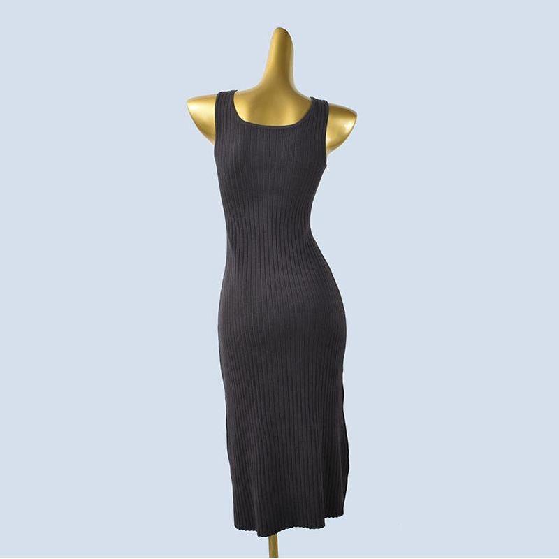 U-Neck Vest Sleeveless Pure Color Silm Slim Looking All-Matching A- Line Skirt Mid-Length Dress Spring and Summer Women Inner Wear Outer Wear Women