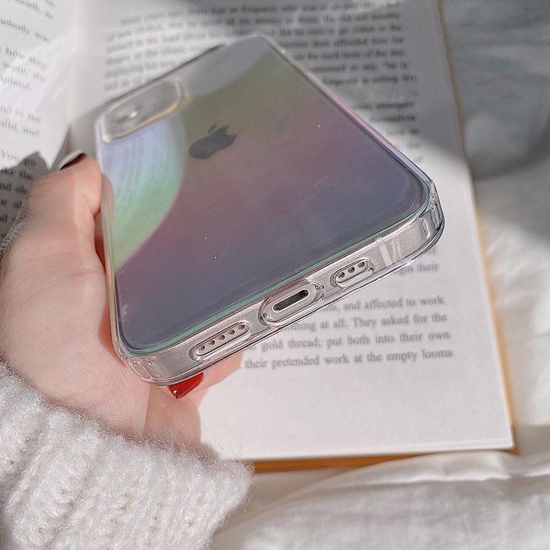 Luxury Aurora Transparent Phone Case For Iphone 12 13 11 Pro Max 7 8 Plus X Xr Xs Max Se 2020 Fashion Laser Rainbow Soft Cover