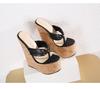 Aneikeh Summer Flip-flops Wedges Women's Shoes Fashion Classics PU Platform Head Peep Toe Thin High Heels Slippers Size 35-42
