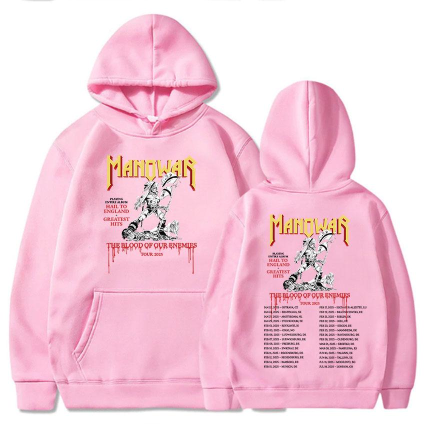 Manowar The Blood Our Enemies Tour 2025 Толстовки Зимние хип-хоп Heavy Mental Band Толстовки