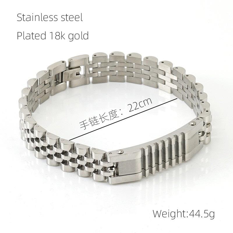 Модный мужской браслет из нержавеющей стали, персонализированная цепочка для часов, мужская бижутерия из титановой стали 18 карат