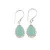 Aqua Chalcedony Gemstone 925 Stamped Silver Jewelry Handmade Hook Earrings 1.30" EE-3-16
