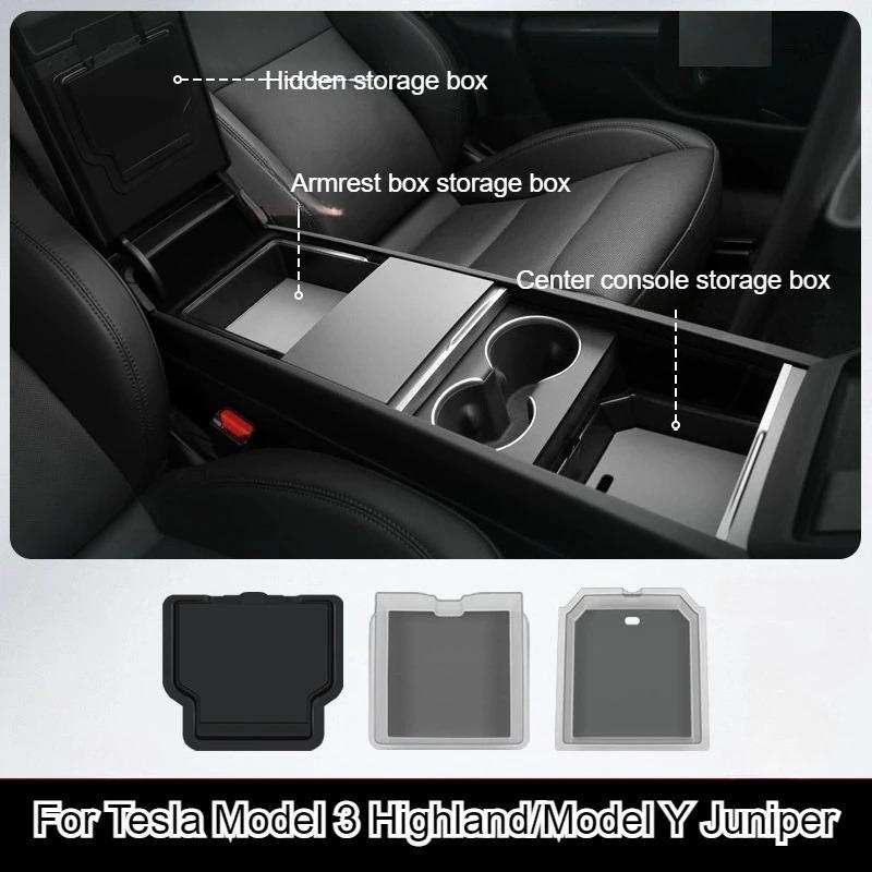 For Tesla Model 3 Highland/Model Y Juniper 2025 Central Control Storage Box Ice Crystal Central Armrest Box Storage Accessories