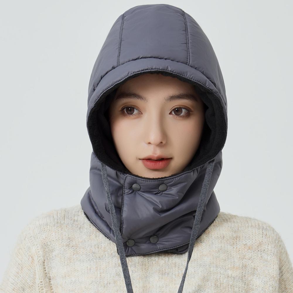 New Style Windproof Hats Plush Fleece Lined Warm Winter Cap Hooded Full Cover Waterproof Hats For Women Solid Color Winter Hats