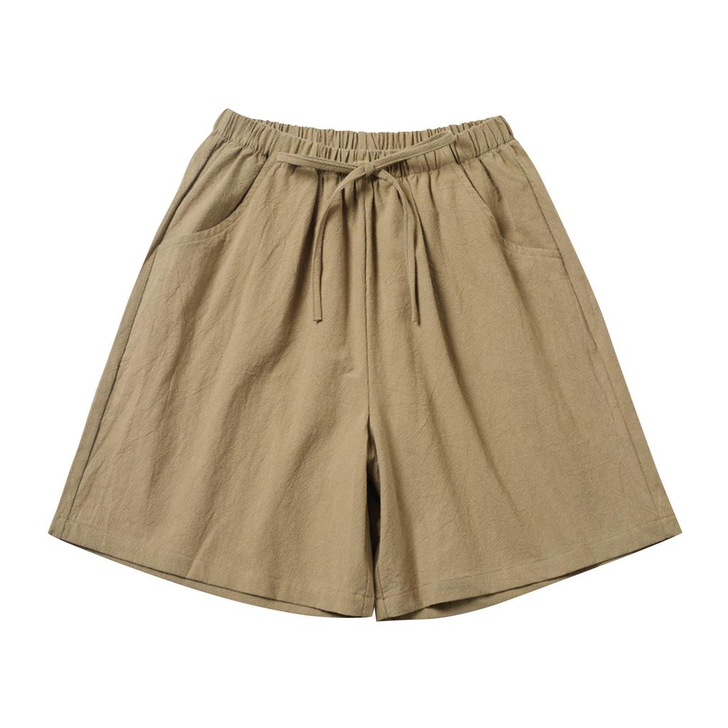 Подростковые шорты из мягкого хлопкового льна с карманами, мягкие застежки на пуговицы, без молнии, облегающие шорты
