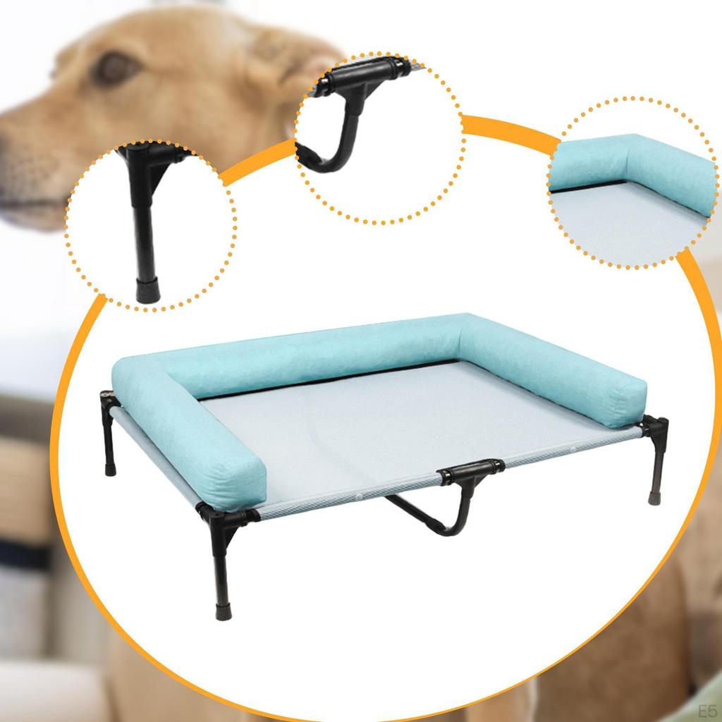 Dog Bed Elevated Cot for Pets with Breathable Mesh Outdoor Use