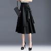 Весна и осень Юбка-полудлинная женская юбка А-силуэта с высокой талией Юбка средней длины для поездок на работу