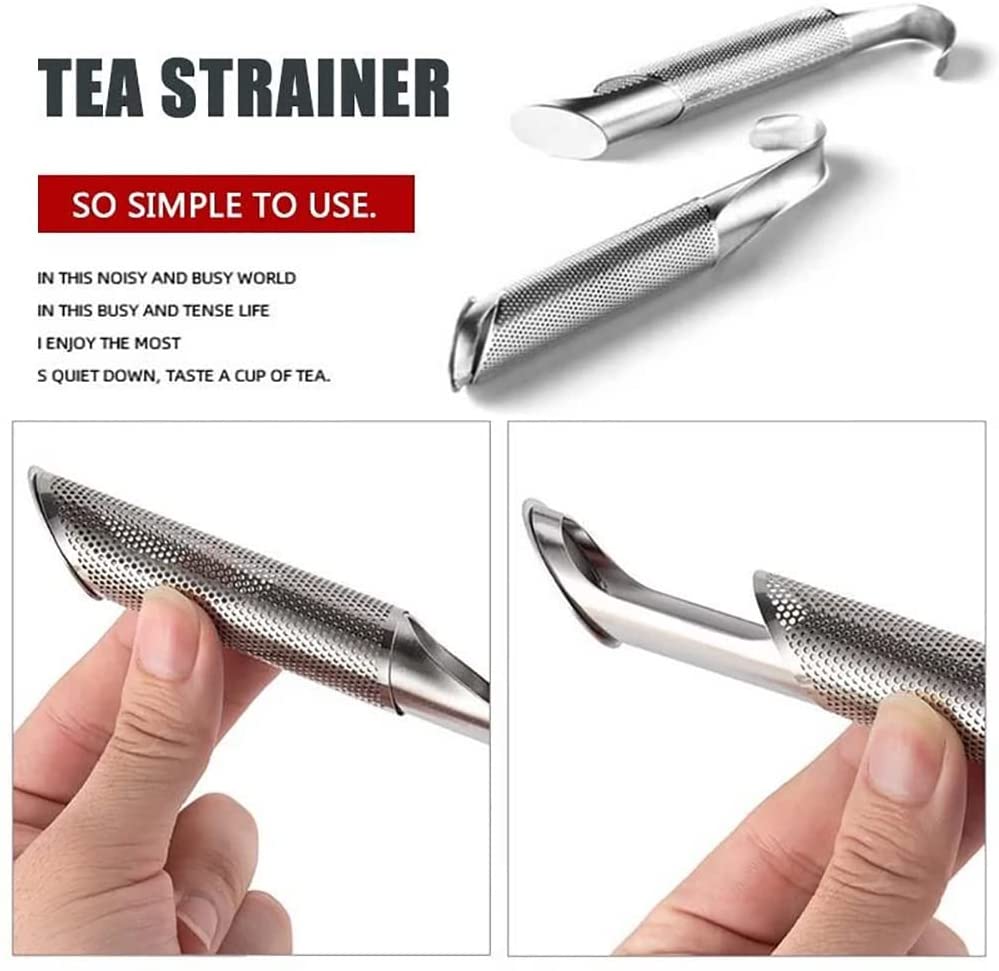 Tea Infuser Stainless Steel Stick Pipe Tea Steeper Strainer Mesh Tea Maker for Loose Tea Leaf Herbs Spice Single Cup Brewer Mugs