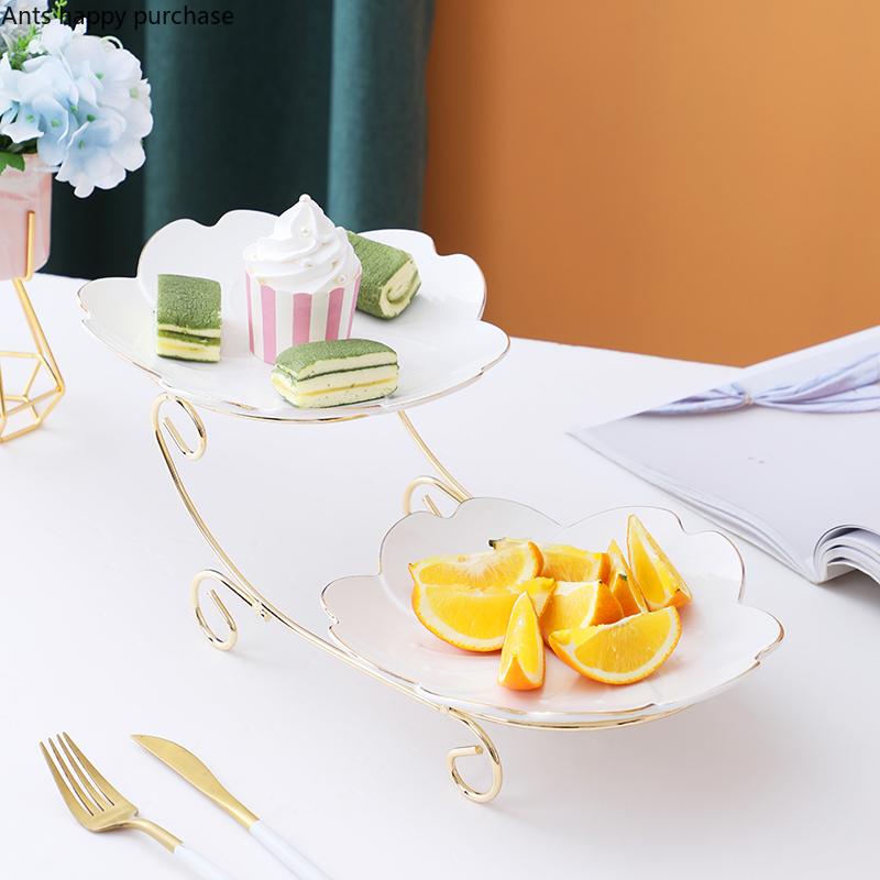 Подставка для украшения подноса для закусок из керамики Iron Art, подставка для закусок, фруктовая тарелка, миска для закусок из сухофруктов, конфетница, подставка для торта