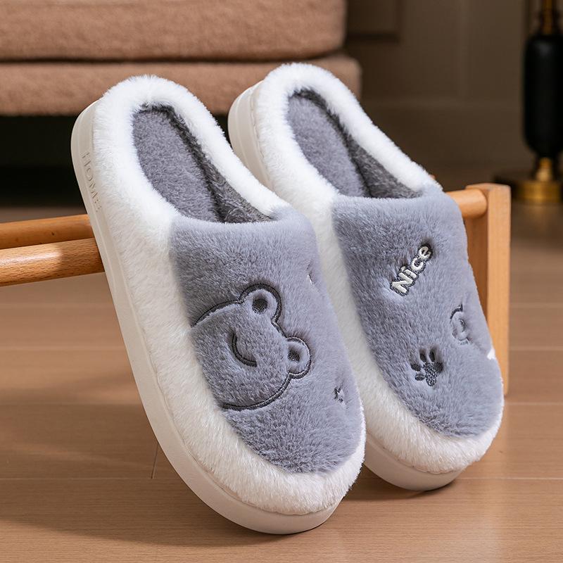 2025 Women's Autumn/Winter Plush Cotton Indoor Slippers - Warm Household Footwear for Couples