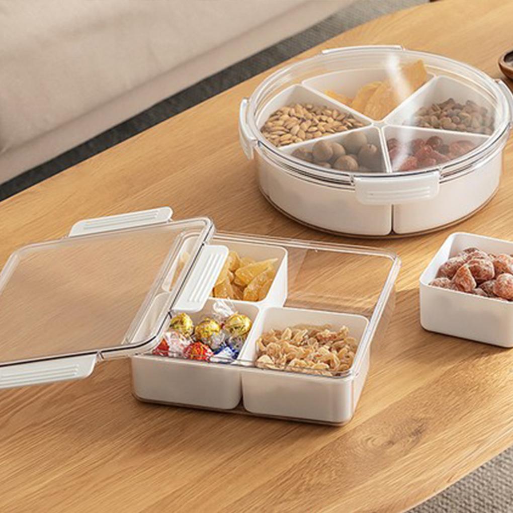 Разделенный поднос с крышкой, круглый контейнер для закусок, конфет, закусок, орехов, сахара, арахиса, блюдо для дома, гостиной, ресторана
