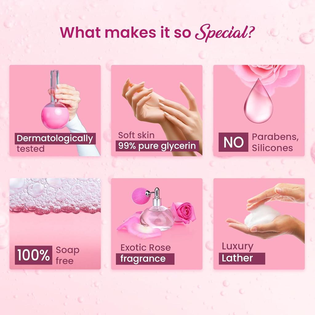 Dabur Гель для душа Gulabari Дамасская роза и масло жожоба 250 мл Упаковка из 2 штук | Увлажняющий, без мыла, мягкое средство для очищения тела с сиянием розы