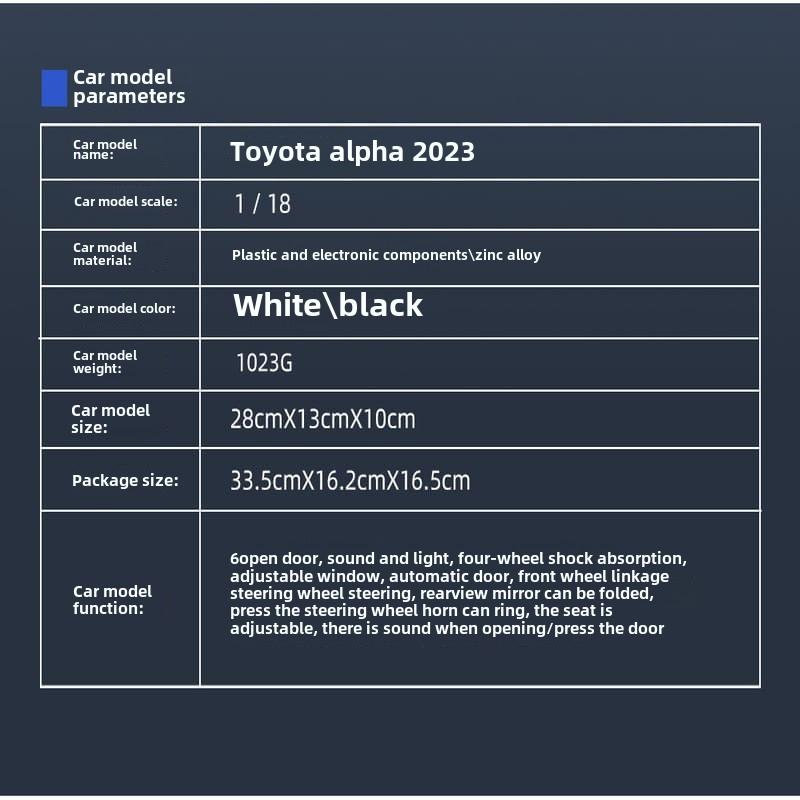 New 1:18 Toyota Alphard MPV Oversized Alloy Model Car Toy Die-cast Metal Casting Sound and Light Car Children Automatic Door Alloy Car Boy Gift