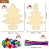70pcs, Wooden Drawing Board Handmade Christmas Crafts Set DIY Three-dimensional Christmas Tree Painted Wood Chips Set