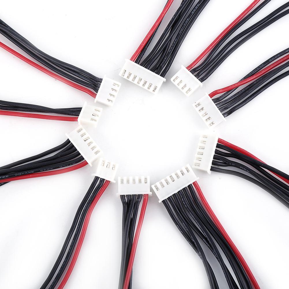 10pcs 10cm 22AWG 2-6S Balance Charger Connector Silicone Cable Adapter Plug