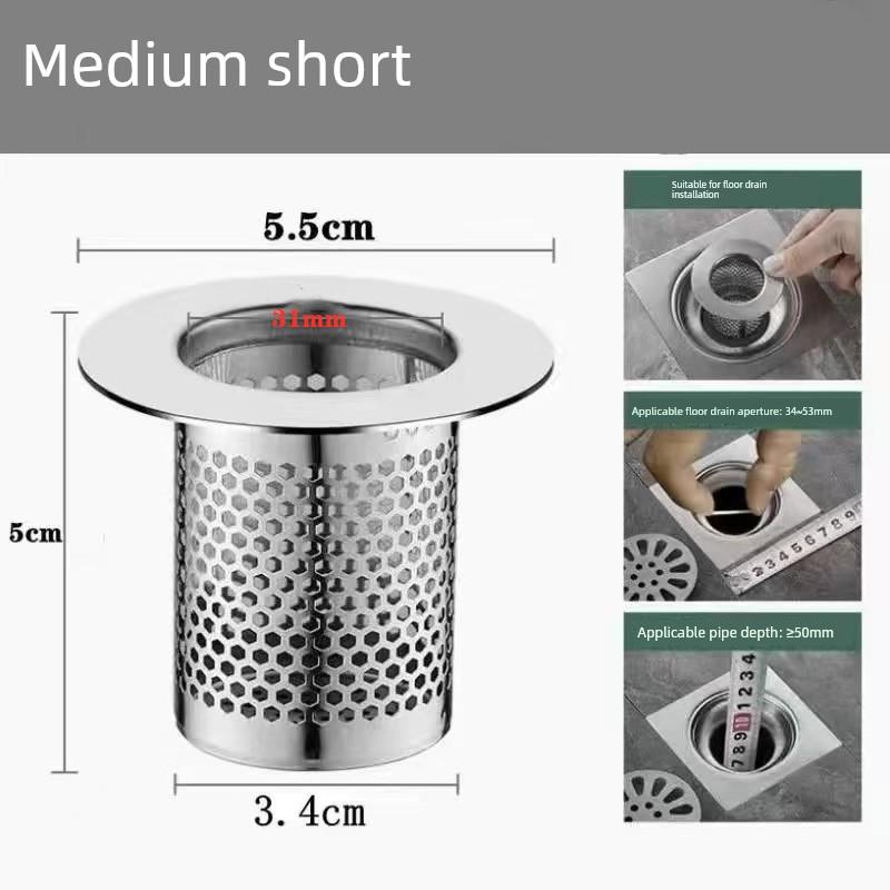 Stainless Steel Hair Drain Filter Net for Bathroom Sink Drain Pipe, Anti-Clogging Insect Net Cover