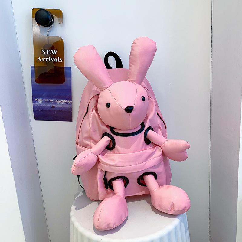 2024 Летний милый нейлоновый рюкзак с кроликом для студентов - повседневная модная сумка